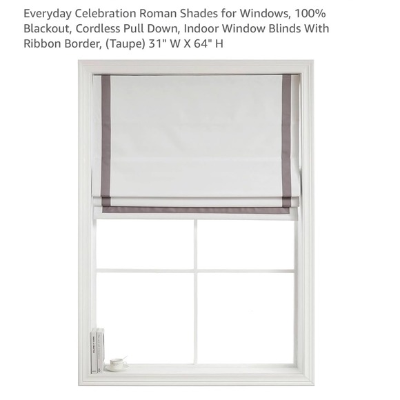 Everyday Celebration Blackout Roman Shade Beige 31x64 Cordless - Picture 1 of 10